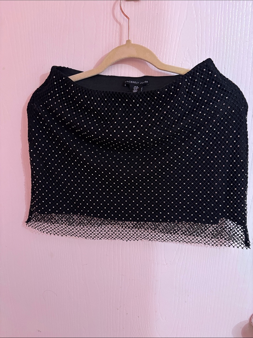 Sincerely Jules Black Beaded diamond bling Mesh Mini Skirt